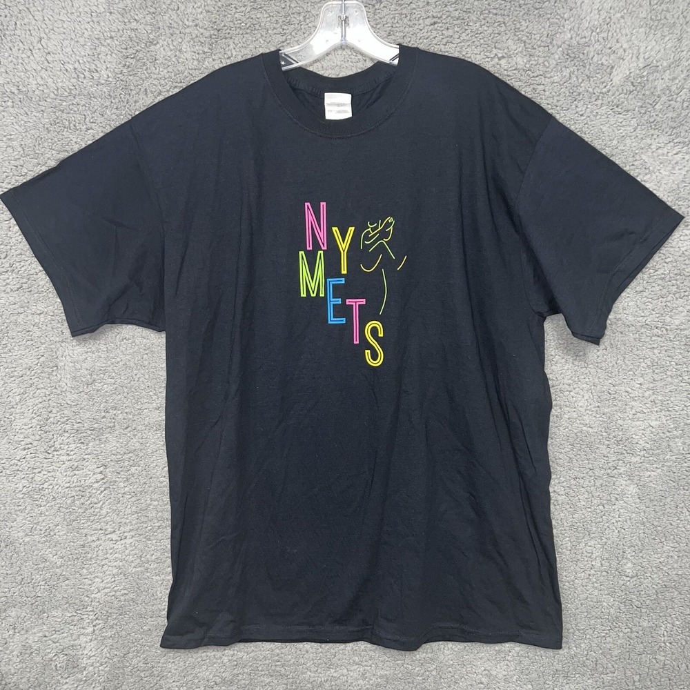 New York Mets T Shirt Size XL Black Shea Neon Logo McDonalds SGA Tee
